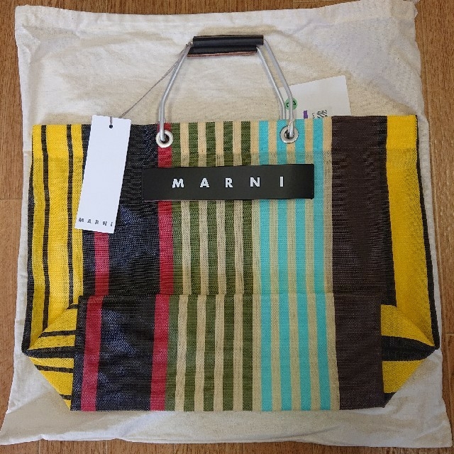 新品☆MARNI ストライプバッグかごバッグ/ストローバッグ