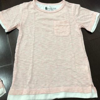 グローバルワーク(GLOBAL WORK)のグローバルワーク キッズ 半袖Tシャツ ピンク 重ね着風 切り替え(Tシャツ/カットソー)