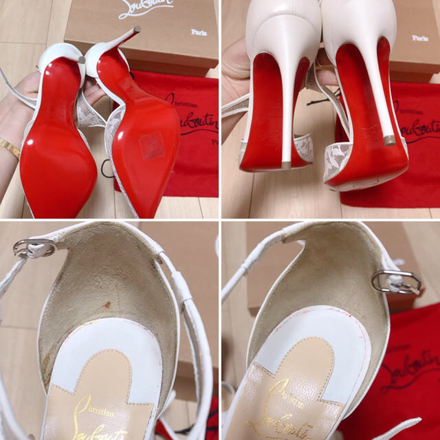 Christian louboutin ルブタン 白レース 上品パンプス 結婚式