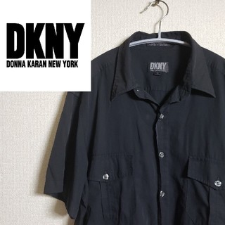 ダナキャランニューヨーク(DKNY)のダナキャラン ニューヨーク DKNY リゾートシャツ ブラック 90s 古着(シャツ)