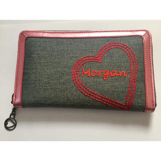 モルガン(MORGAN)の新品 MORGAN モーガン 長財布 デニム ハート ピンク ラウンドファスナー(財布)