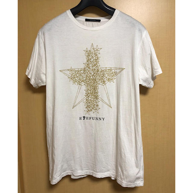 EYEFUNNY(アイファニー)のEYEFUNNYアイファニーQnineダイヤモンドスターラメプリントTシャツ白M メンズのトップス(Tシャツ/カットソー(半袖/袖なし))の商品写真