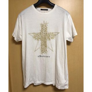 アイファニー(EYEFUNNY)のEYEFUNNYアイファニーQnineダイヤモンドスターラメプリントTシャツ白M(Tシャツ/カットソー(半袖/袖なし))