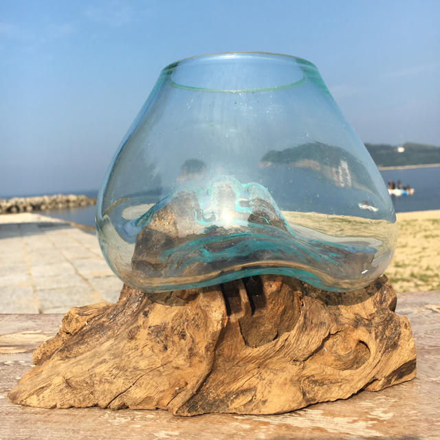 送料無料　アート　オブジェ流木ガラス　花瓶 金魚鉢 ガーデニング テラリウム