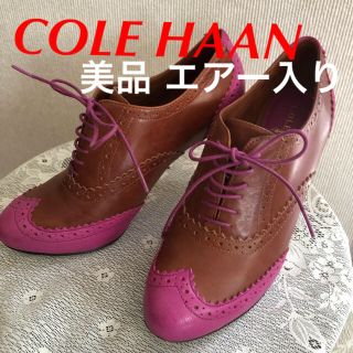 コールハーン(Cole Haan)のパンプス 靴 革 エアー ピンク コールパン 紐 美品 ハイヒール(ハイヒール/パンプス)