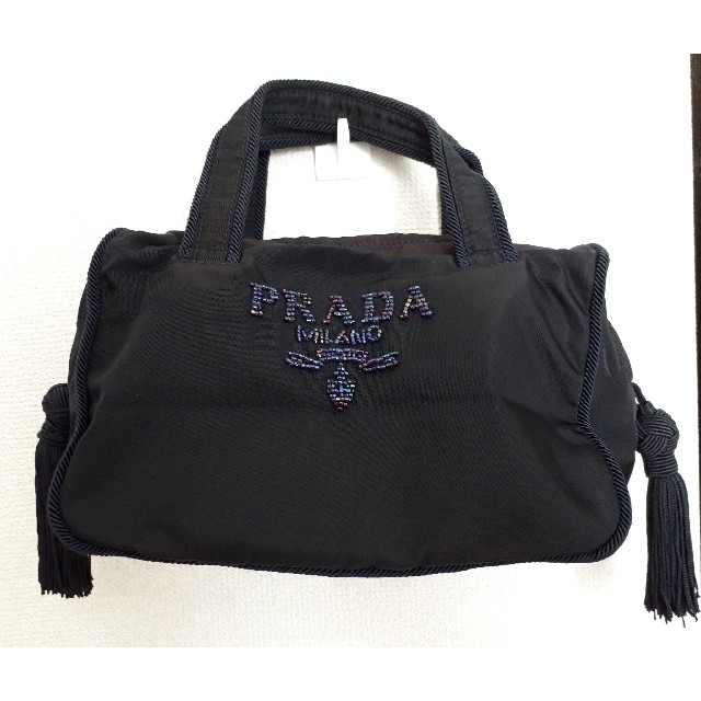 PRADA - PRADA プラダ ビーズバッグ ナイロンバッグ フリンジバッグの
