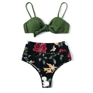 Botanical Flower High Waist Bikini (S)(水着)