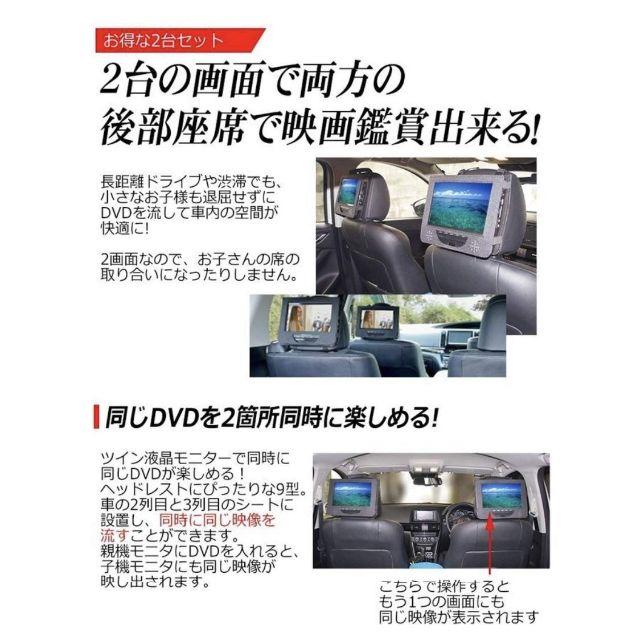 新品 Wonnie Dvdプレーヤー 9 5インチ ヘッドレストモニター 電源不要 連続5時間再生可能 車載 リージョンフリー あすつく