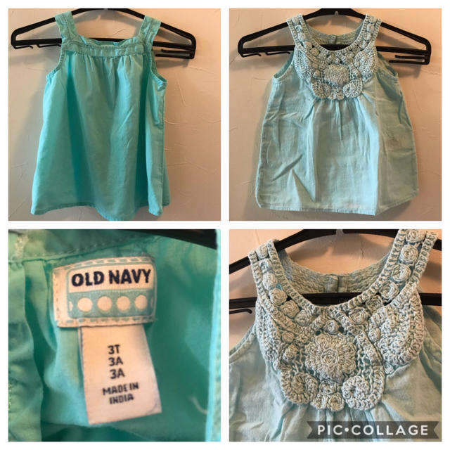 Old Navy(オールドネイビー)のOLDNAVY H&M 水色トップス 2点セット キッズ/ベビー/マタニティのキッズ服女の子用(90cm~)(Tシャツ/カットソー)の商品写真