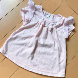 ニシマツヤ(西松屋)の半袖フリルメッシュTシャツ ピンク 80 未使用(Ｔシャツ)