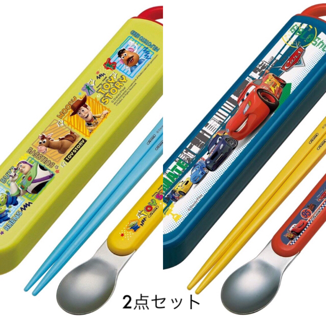 Disney(ディズニー)の新品 未使用 カーズ トイストーリー スプーン 箸 セット ケース付き キッズ/ベビー/マタニティの授乳/お食事用品(その他)の商品写真