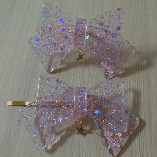 ベイビーザスターズシャインブライト(BABY,THE STARS SHINE BRIGHT)の新品 リボン型キラキラお星様ヘアピン&リング セット Baby,the star(リング(指輪))