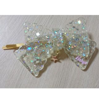 ベイビーザスターズシャインブライト(BABY,THE STARS SHINE BRIGHT)の新品 リボン型キラキラお星さまヘアピン イエロー Baby,the stars(ヘアピン)