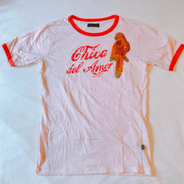 MORGAN HOMME(モルガンオム)の【スパンコール】MORGAN Tシャツ オレンジ Ｌサイズ メンズのトップス(Tシャツ/カットソー(半袖/袖なし))の商品写真