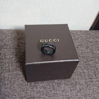 グッチ(Gucci)の期間限定値下げ！ 美品！！GUCCI  指輪  リング  ブラック  13号(リング(指輪))