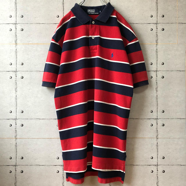 POLO RALPH LAUREN(ポロラルフローレン)の【激レア】 ポロ ラルフローレン 太ボーダー 刺繍ロゴ  ポロシャツ メンズのトップス(ポロシャツ)の商品写真