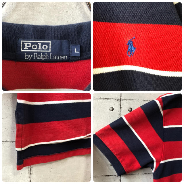 POLO RALPH LAUREN(ポロラルフローレン)の【激レア】 ポロ ラルフローレン 太ボーダー 刺繍ロゴ  ポロシャツ メンズのトップス(ポロシャツ)の商品写真