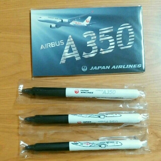 ジャル(ニホンコウクウ)(JAL(日本航空))の【非売品】JAL新機種A350　フリクションボールペン赤1グレー2本計3本セット(航空機)