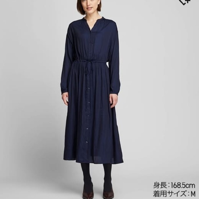 UNIQLO - Vネックロングシャツワンピース ユニクロの通販 by たきち's