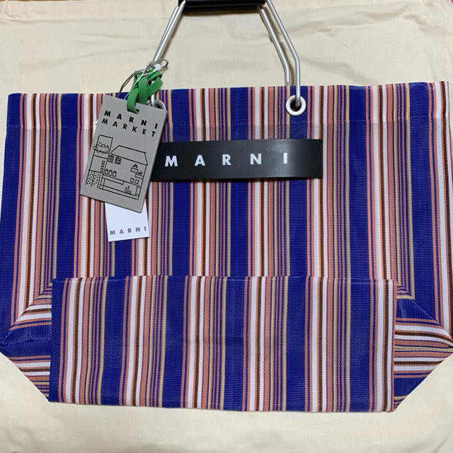 Marni(マルニ)のMARNI マルニ フラワーカフェ ストライプバッグ ブルー レディースのバッグ(トートバッグ)の商品写真