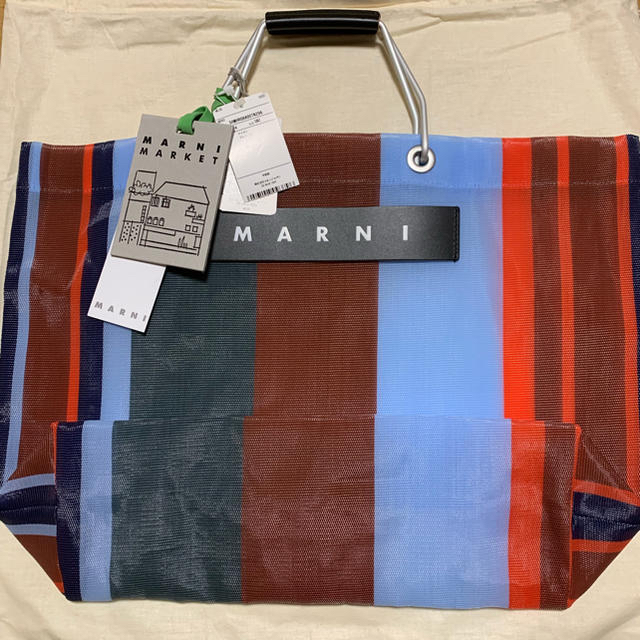 オンラインオリジナル ぼん子さん専用 MARNI フラワーカフェ ストライプバッグ ラッカーレッド