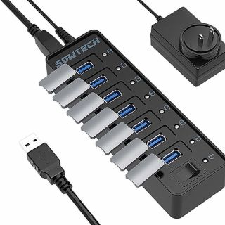 新品未使用★ USB3.0ハブ 電源付き 7ポート 12V/2A 24W(PC周辺機器)