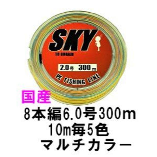 【国産】PEライン6号300m8本編み(8本撚り)10m毎5色カラー1m毎マーク スポーツ/アウトドアのフィッシング(釣り糸/ライン)の商品写真