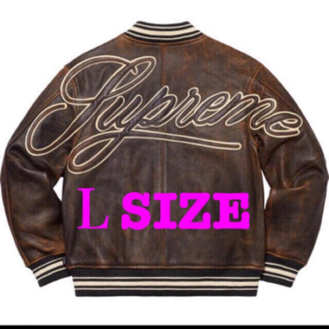 Supreme - Supreme Leather Varsity Jacket Ｌsize