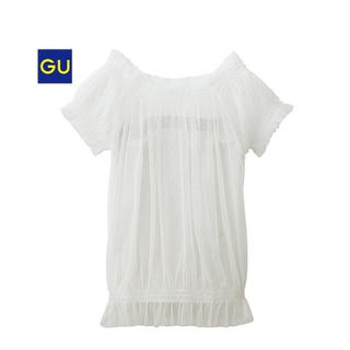 ジーユー(GU)のチュールコンビレイヤードT(Tシャツ(半袖/袖なし))