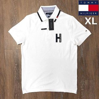 トミーヒルフィガー(TOMMY HILFIGER)の売切!トミーヒルフィガーHロゴ フラッグロゴ ポロシャツ(XL)白181228(ポロシャツ)