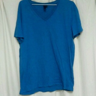 エイチアンドエム(H&M)のH&M Vネック blue  L(Tシャツ/カットソー(半袖/袖なし))