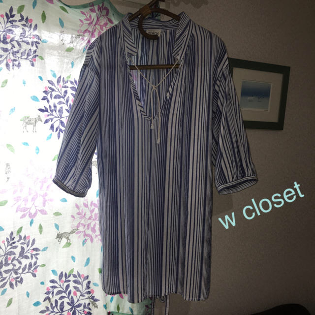 w closet(ダブルクローゼット)のw closet PORCHブルーストライプチュニックF レディースのトップス(チュニック)の商品写真