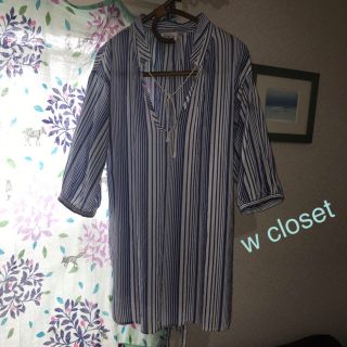 ダブルクローゼット(w closet)のw closet PORCHブルーストライプチュニックF(チュニック)