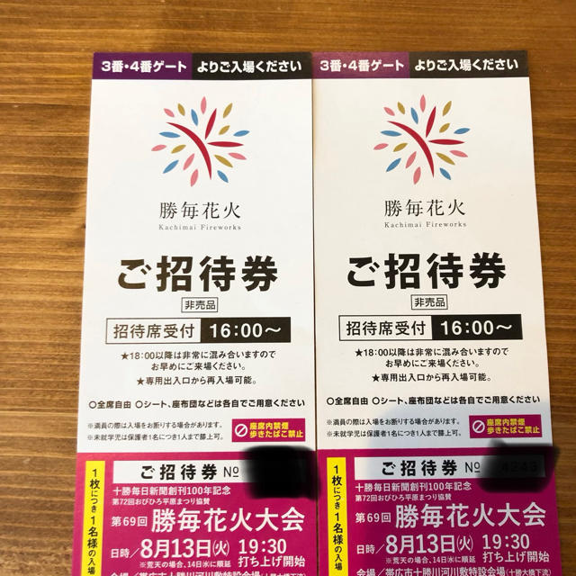 勝毎花火大会 2019年 第69回 ペアチケット