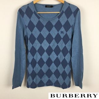 バーバリーブラックレーベル(BURBERRY BLACK LABEL)の美品 BURBERRY BLACK LABEL 長袖Tシャツ アーガイル ブルー(Tシャツ/カットソー(七分/長袖))