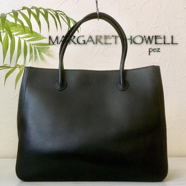 MARGARET HOWELL(マーガレットハウエル)の本日11時で削除 極美品 マーガレットハウエル レザートートバッグ ブラック レディースのバッグ(トートバッグ)の商品写真