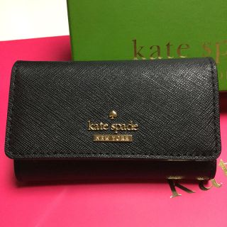 ケイトスペードニューヨーク(kate spade new york)の新品! ケイトスペード 6連 キーケース レザー ブラック shop紙袋付き(キーケース)