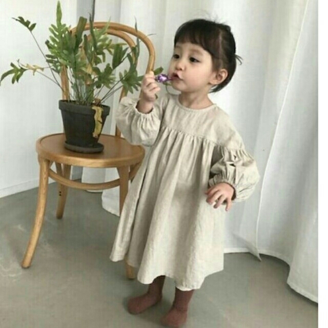 なぴ様専用【くすみ色♡リネンワンピース】 キッズ/ベビー/マタニティのキッズ服女の子用(90cm~)(ワンピース)の商品写真