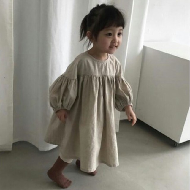 なぴ様専用【くすみ色♡リネンワンピース】 キッズ/ベビー/マタニティのキッズ服女の子用(90cm~)(ワンピース)の商品写真