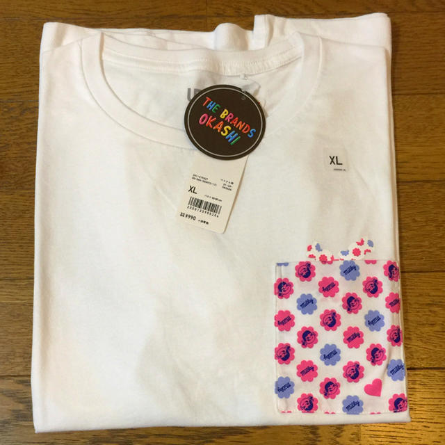 不二家(フジヤ)の【新品】お菓子 不二家ペコちゃん ミルキー ポケットＴシャツ コラボ XL レディースのトップス(Tシャツ(半袖/袖なし))の商品写真