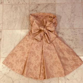 ジルスチュアート(JILLSTUART)のジル・スチュアート　パーティドレス　レース　ベージュ　リボン(ミディアムドレス)