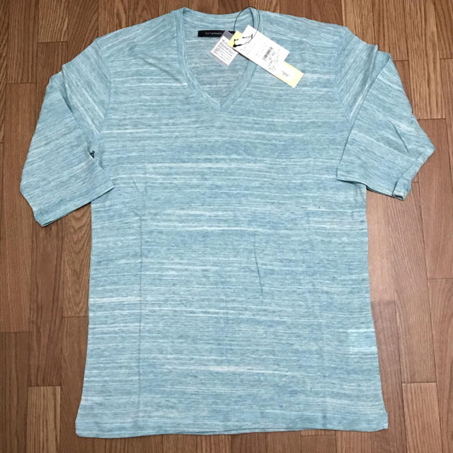 Auntie Rosa(アンティローザ)のヤードプリュス Vネック5分袖Tシャツ グリーン ブルー L 2枚セット メンズのトップス(Tシャツ/カットソー(半袖/袖なし))の商品写真
