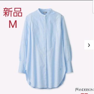 ユニクロ(UNIQLO)のユニクロ タキシードストライプロングシャツ M シャツワンピース(シャツ/ブラウス(長袖/七分))