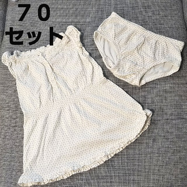 babyGAP(ベビーギャップ)の最終値下げ‼️【ベビーギャップ】70 ワンピース ベージュ ドット セット キッズ/ベビー/マタニティのベビー服(~85cm)(ワンピース)の商品写真