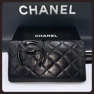 シャネル(CHANEL)の【美品】シャネル／長財布／二つ折り／カンボン／ブラック×ピンク／12番台(財布)