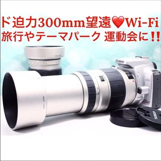 キヤノン(Canon)のド迫力300mm✨スマホ転送‼️Canon シルバー 望遠 ダブルズーム(デジタル一眼)