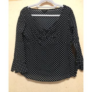 コムサイズム(COMME CA ISM)のコムサイズム☆黒ドット☆薄手トップス☆Lサイズ(カットソー(長袖/七分))