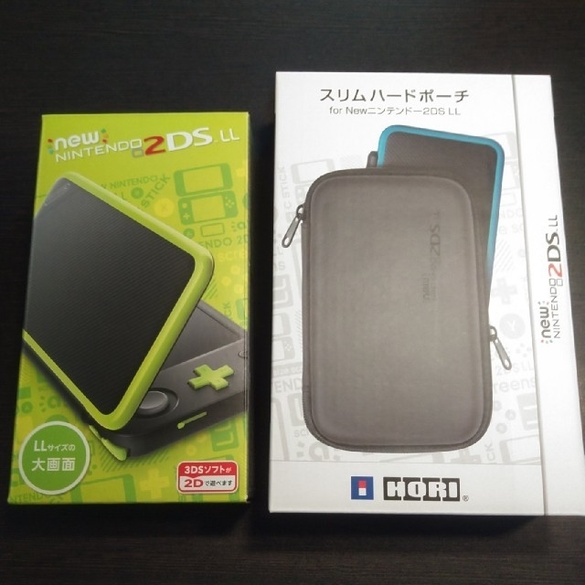 任天堂Newニンテンドー2DS LL ブラック×ライム　ポーチ付き