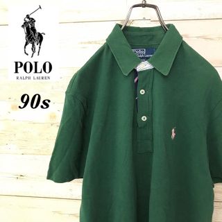 ポロラルフローレン(POLO RALPH LAUREN)の【激レア】90sポロラルフローレン☆刺繍ロゴ入り半袖ゆるダボビッグポロシャツ(ポロシャツ)