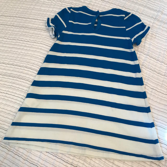 PETIT BATEAU(プチバトー)のプチバトー ブルーボーダーワンピース 36m 中古 キッズ/ベビー/マタニティのキッズ服女の子用(90cm~)(ワンピース)の商品写真